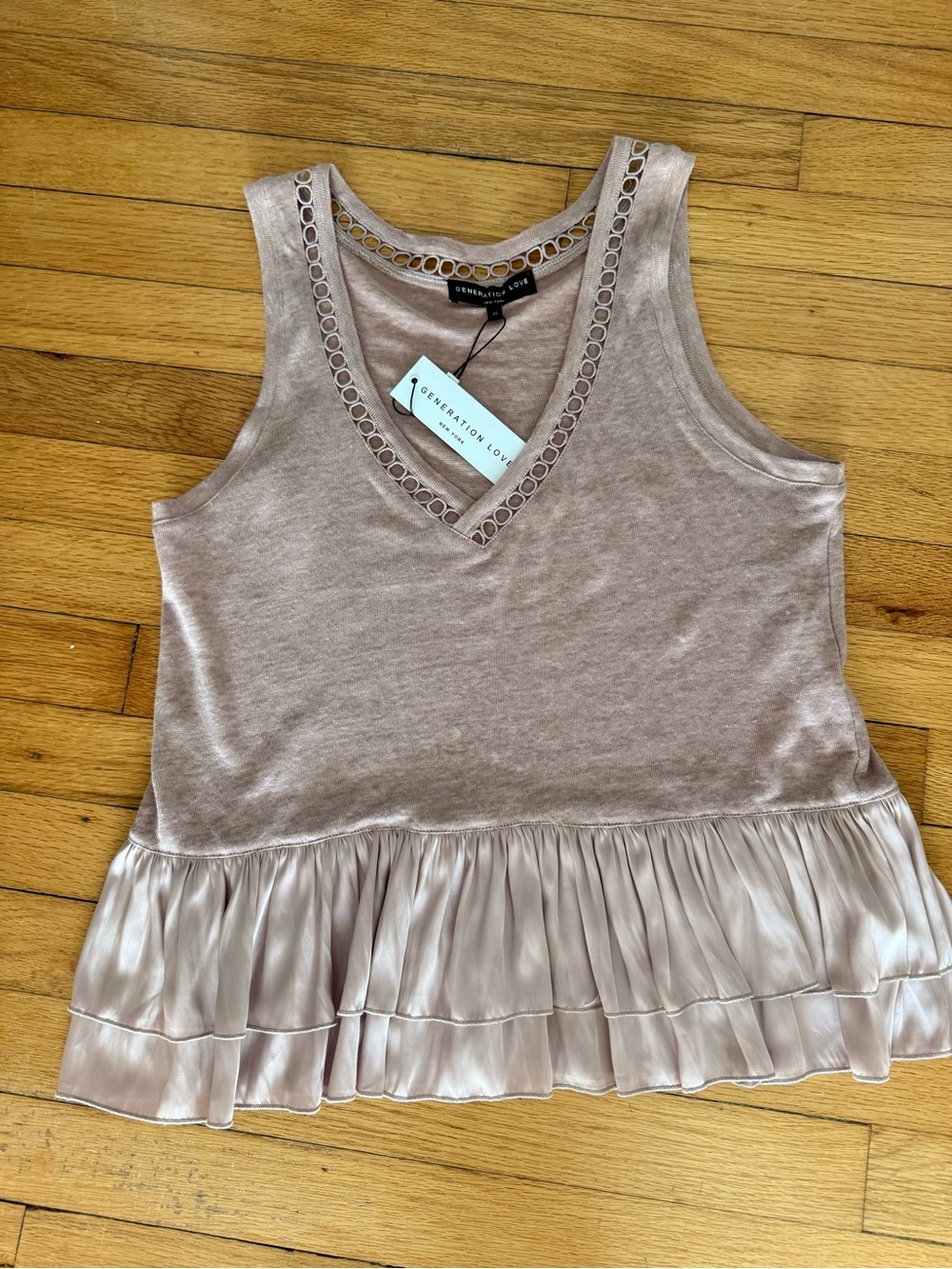 Generation Love Blush Pink V‑Neck Ruffle Tank